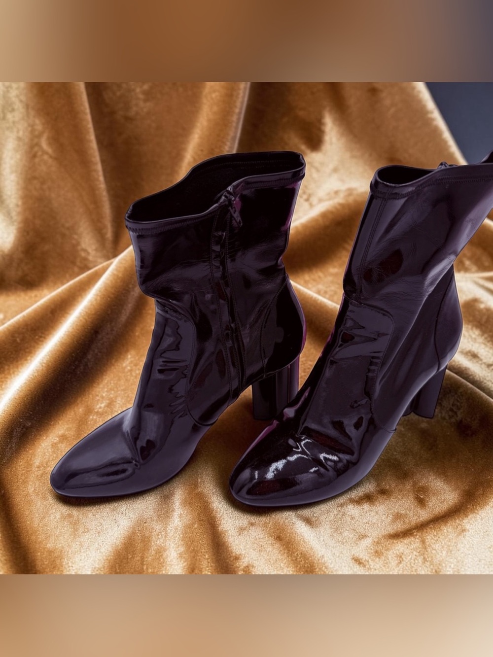 Louis Vuitton Block Heel Ankle Boots - Black Patent Size 41